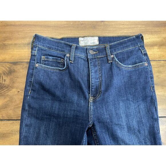 Free People Woman's Size 27 Denim Skinny Dark Blue Distressed Jeans - Picture 3 of 9